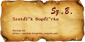 Szoták Bogárka névjegykártya